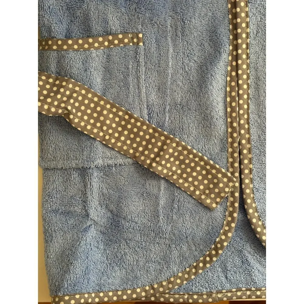 Kids Blue Bathrobe 100% Cotton Hooded Elephant Soft Robe 4-6Y - Picture 7 of 9